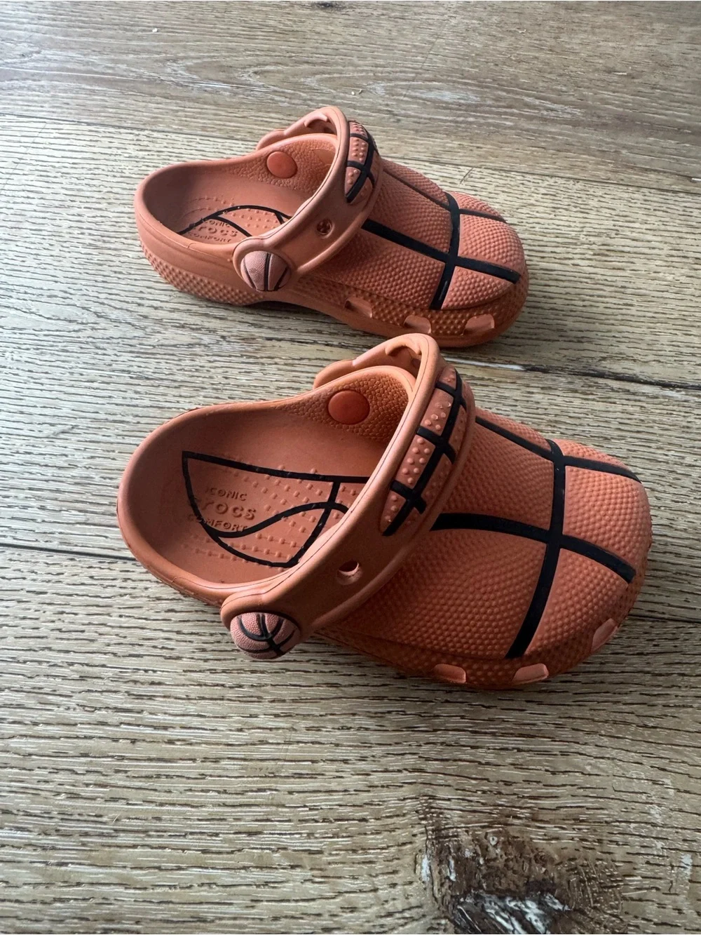 CROCS Kids Basketball-Pattern Clogs - Orange with Black Accents